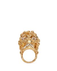 Alexander McQueen | Metallic Crystal Forest Skull Ring | Lyst