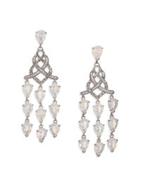 John Hardy | White Classic Chain Moon Quartz, Diamond & Sterling Silver Braided Chandelier Earrings | Lyst