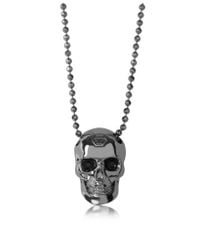 Philipp Plein - Black/Silver Tone Metal Skull Necklace W/Black Crystals - Lyst