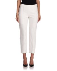 St. John | White Cropped Stretch-cotton Pants | Lyst