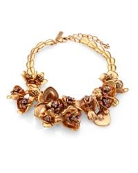 Oscar de la Renta | Metallic Crystaladorned Floral Bib Necklace | Lyst
