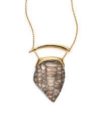 Alexis Bittar | Metallic Lakana Lucite Crocodile-textured Pendant Necklace | Lyst