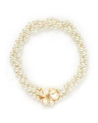 Kenneth Jay Lane | White Faux Pearl Multi Tier Floral Bracelet | Lyst