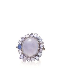 Nina Runsdorf | One Of A Kind 18K White Gold Ring With Blue Chalcedony Center Stone | Lyst
