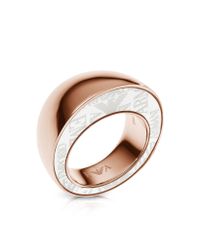 Emporio Armani - Pink Rose Goldtone Stainless Steel Ring - Lyst