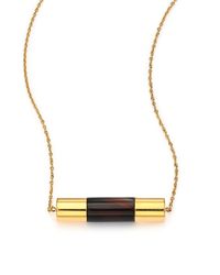Michael Kors | Metallic City Barrel Black Agate Pendant Necklace | Lyst