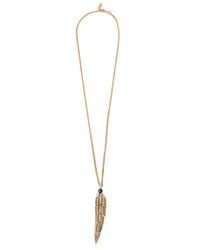 Roberto Cavalli | Metallic Embellished Feather Pendant Necklace | Lyst