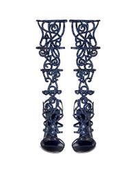 Rene Caovilla | Blue 'marlene' Crystal Spiral Venetian Sandals | Lyst