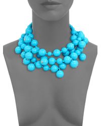 Kenneth Jay Lane | Blue Beaded Cluster Multi-Row Necklace | Lyst
