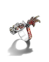 John Hardy | Red Dragon Wrap Ring With Autumn Color Way Enamel | Lyst
