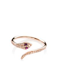 EF Collection | Pink 14k Diamond Ruby Snake Ring | Lyst