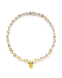 CZ by Kenneth Jay Lane | Green Pear Cut Cubic Zirconia Necklace | Lyst
