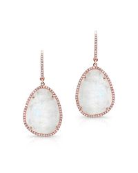 Anne Sisteron | Pink 14kt Rose Gold Organic Moonstone Diamond Earrings | Lyst