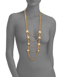 Alexander McQueen | Metallic Military Faux Pearl Draped Necklace | Lyst