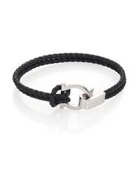 Ferragamo | Gray Braided Leather Bracelet for Men | Lyst