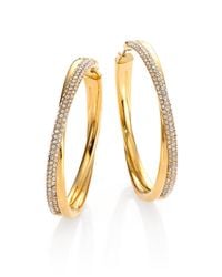 Michael Kors | Metallic Brilliance Statement Pavé Crossover Goldtone Hoop Earrings/1.75 | Lyst