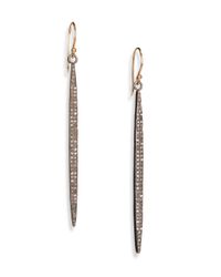 Zoe Chicco | Metallic Grey Diamond, 14K Yellow Gold & Blackened Sterling Silver Linear Drop Earrings | Lyst