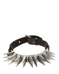 Emanuele Bicocchi | Metallic Large Spike Silver & Leather Bracelet for Men | Lyst
