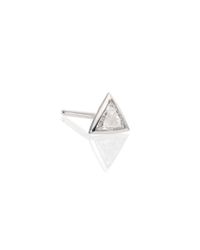 Sydney Evan | Metallic Diamond & 14k White Gold Trillion Single Stud Earring | Lyst