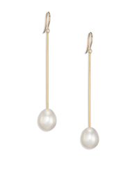 Mizuki | Metallic 12mm White Freshwater Pearl, Diamond & 14k Yellow Gold Bar Drop Earrings | Lyst