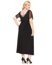 Alex evenings Plus  Size  Flutter  Sleeve  Embellished Dress  