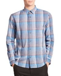 VINCE | Blue Melrose-fit Plaid Sportshirt for Men | Lyst