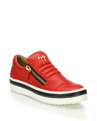 Giuseppe Zanotti | Red Leather Side-zip Sneakers | Lyst