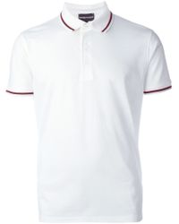 Armani Striped White Shirt Polo Men Lyst For In Sleeve Emporio aqAxn65CPw