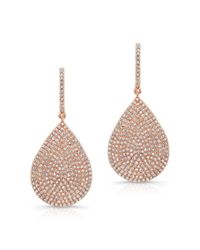 Anne Sisteron - Pink 14kt Rose Gold Diamond Large Pear Shape Earrings - Lyst