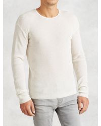 John Varvatos | White Waffle Stitch Crewneck for Men | Lyst