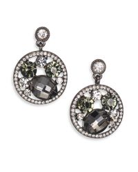 ABS By Allen Schwartz | Metallic Dark & Stormy Cluster Pave Hoop Drop Earrings | Lyst