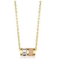 Michael Kors - Metallic Pave Barrel Pendant Golden Brass Women's Necklace - Lyst