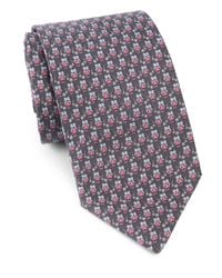 Ferragamo | Gray Owls & Flowers Silk Tie for Men | Lyst