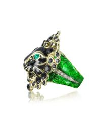 Roberto Cavalli - Metallic Lion Metal And Crystals Ring - Lyst