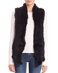June | Black Shawl Knit Rabbit Fur Vest | Lyst