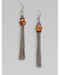 Gucci | Metallic Bamboo Sterling Silver Foxtail Tassel Earrings | Lyst