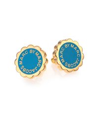 Marc By Marc Jacobs | Blue Enamel Scalloped Disc-O Stud Earrings | Lyst