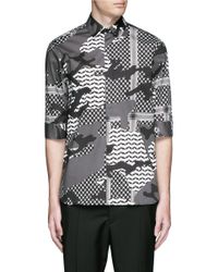 Neil Barrett Gray Keffiyeh Check Camouflage Print Cotton Shirt for men
