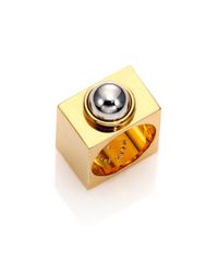 Marc By Marc Jacobs | Metallic Cabochon Two-tone Square Band Ring | Lyst