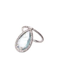 Nina Runsdorf | Metallic Aquamarine Pear Shape With Pavã© Diamonds Flip Ring | Lyst