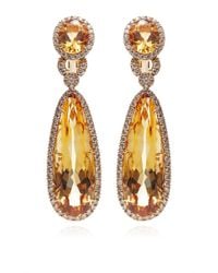 Gioia | Yellow Citrine and Diamond Drop Earrings | Lyst