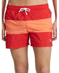 Maison Kitsuné | Red Striped Swim Trunks for Men | Lyst