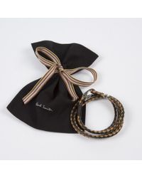Paul Smith | Blue Men's Taupe And Green Leather Wrap Bracelet for Men | Lyst