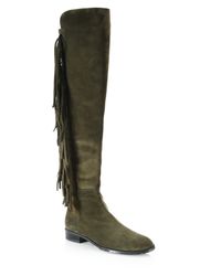 Stuart Weitzman | Green Mane Fringed Suede Over-the-knee Boots | Lyst