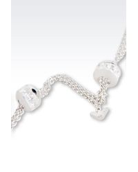 Emporio Armani | Metallic Bracelet In Rhodium-Plated Silver And Cz Stones | Lyst