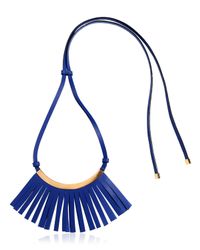 Marni | Blue Fringed Leather Necklace | Lyst