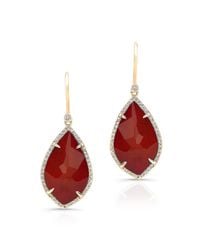 Anne Sisteron | Metallic 14kt Yellow Gold Orange Red Sapphire Diamond Leaf Earrings | Lyst