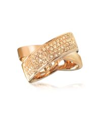 Michael Kors - Metallic Pave-crystal Twist Rose Golden Stainless Steel Women's Ring - Lyst