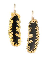 Nest | Metallic Horn Feather Drop Earrings | Lyst