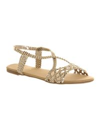 office hades weave open toe flat buckle sandals in metallic lyst office hades weave open toe flat buckle sandals in metallic lyst